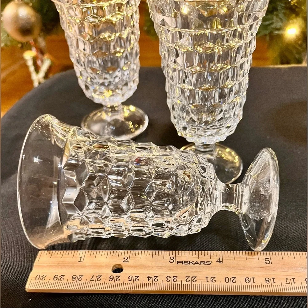 Fostoria American Clear Crystal Cubist Footed Juice Glasses Set of 4 MCM Vintage